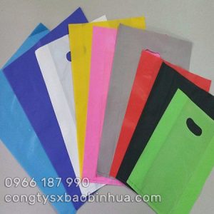 Sản xuất túi PE màu dập quai hột xoài